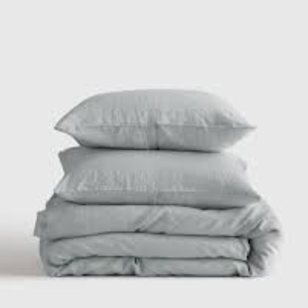 NWOT Quince European Linen King Duvet Cover Set With 2 Shams in Mist